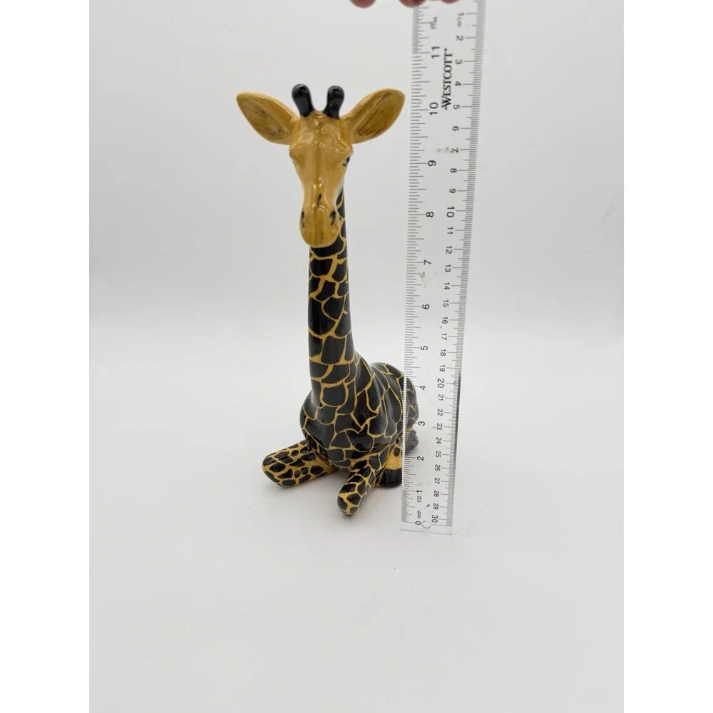 Studio Art Pottery Ceramic Giraffe Painted 10” Sculpture Signed Vintage Rare